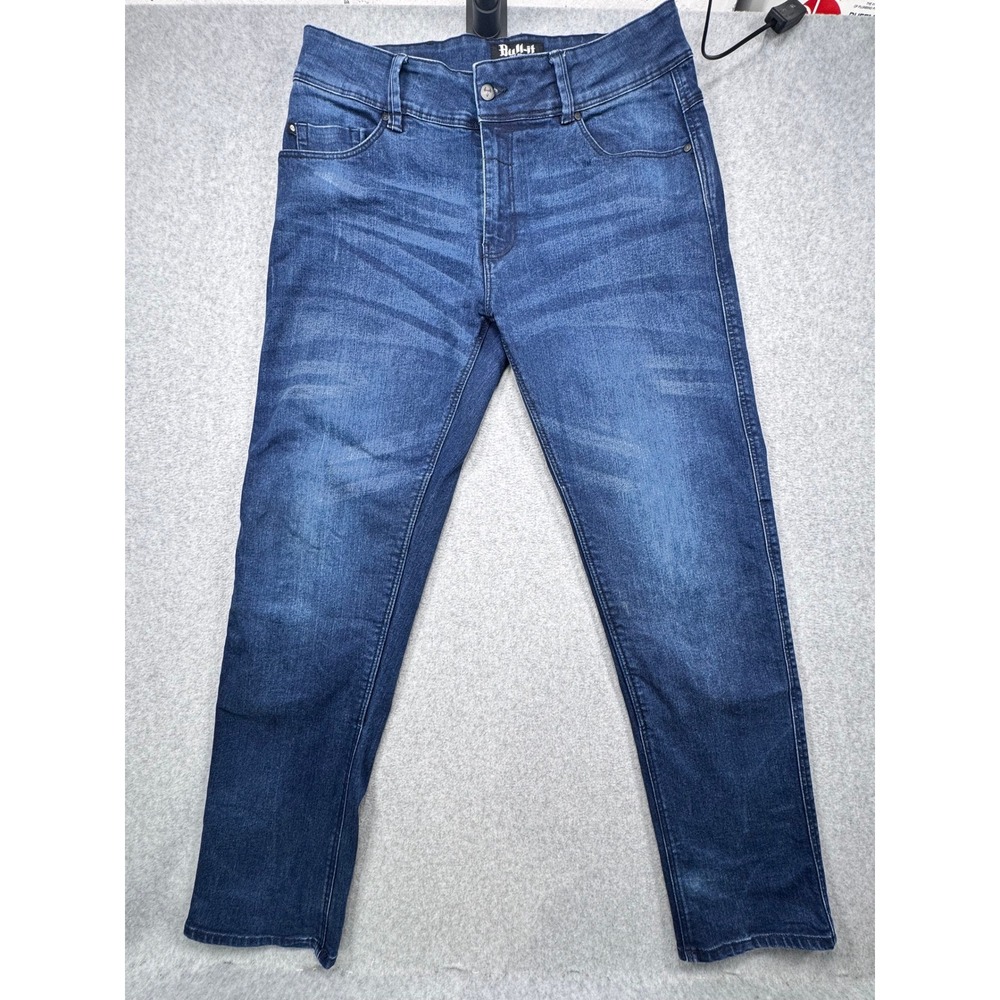Bull-it Built to Ride Mens Blue Denim Motorcycle Jeans Size 34 R Medium Wash